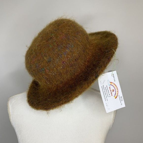 Unbranded Accessories - Women's Angora Wool Knit Hat L Brown Bowler Bucket Floppy Fedora Wide Brim Soft